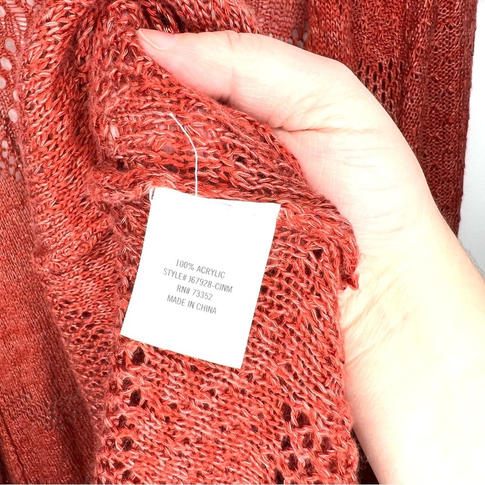Alya Scarlett Open Knit Cardigan Duster with Braided Back Size Medium - Picture 6 of 10
